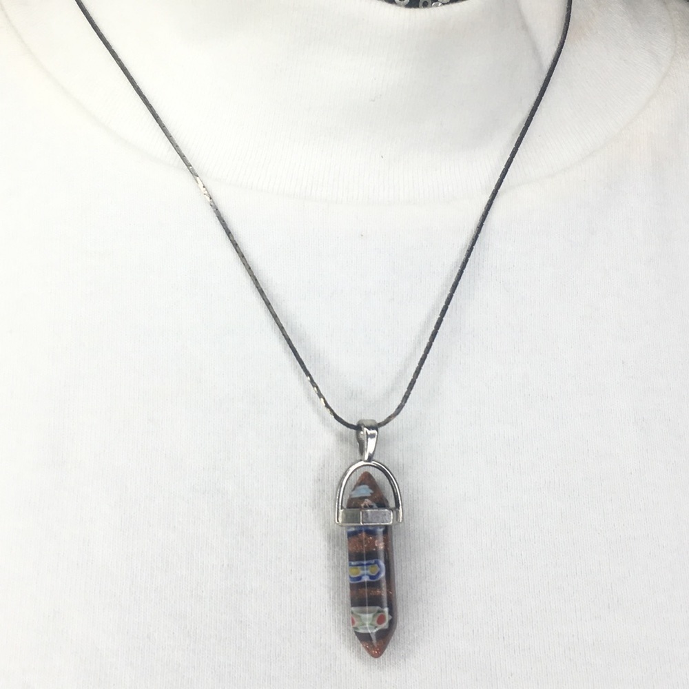 Healing quartz necklace multicolor flowers 18”